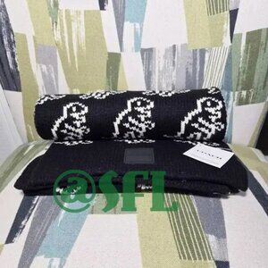 Coach Dino Print Knit Muffler Winter Scarf In Black And White Crazy Cute